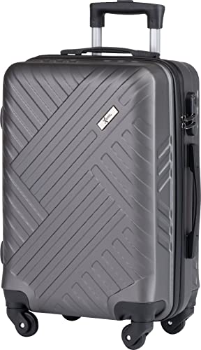 Xonic Design Boardcase Reisekoffer - Hartschalen-Koffer mit 360° Leichtlauf-Rollen - hochwertiger Kabinen-Trolley mit Zahlenschloss - Hand-Gepäck in 55x35x20cm ((Boardcase Business Dark Grey, S))